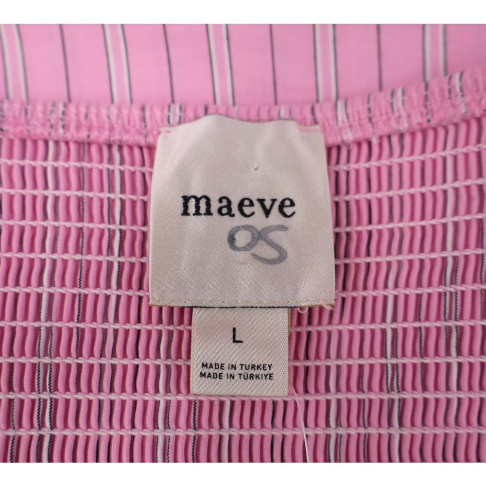 Anthropologie Maeve Dress Large Pink Stripe Smocked Poplin Midi Sundress NEW - Picture 4 of 7